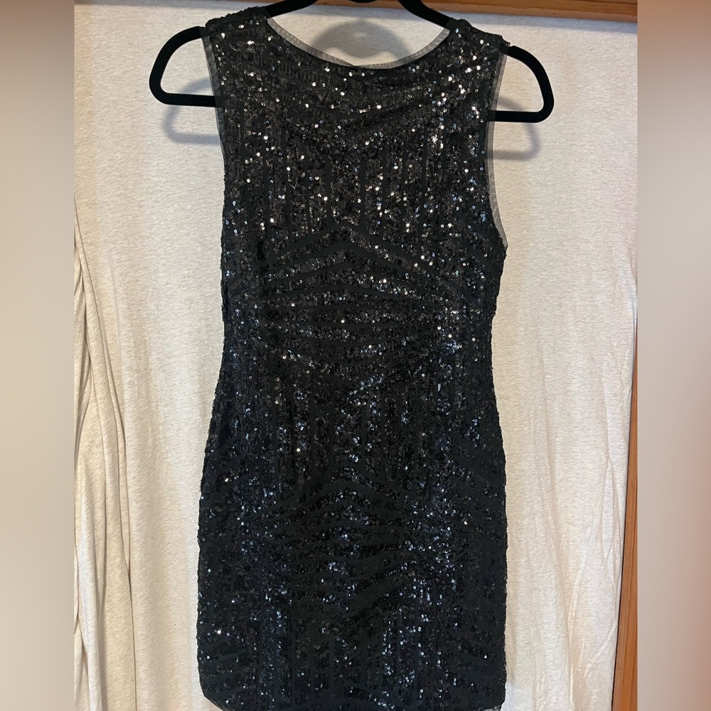 Sparkling Black Sequin Mini Dress